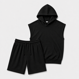 The Bundle // No-Sleeve Hooded & Short // Black