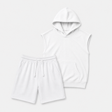 The Bundle // No-Sleeve Hooded & Short // White