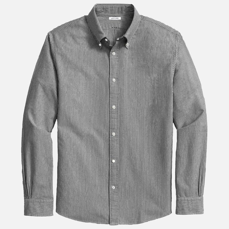 grey pinstripe dress shirt Dress Shirt Pinpoint Stripe Grey Non-Iron Cotton 16.5 The Tie Bar