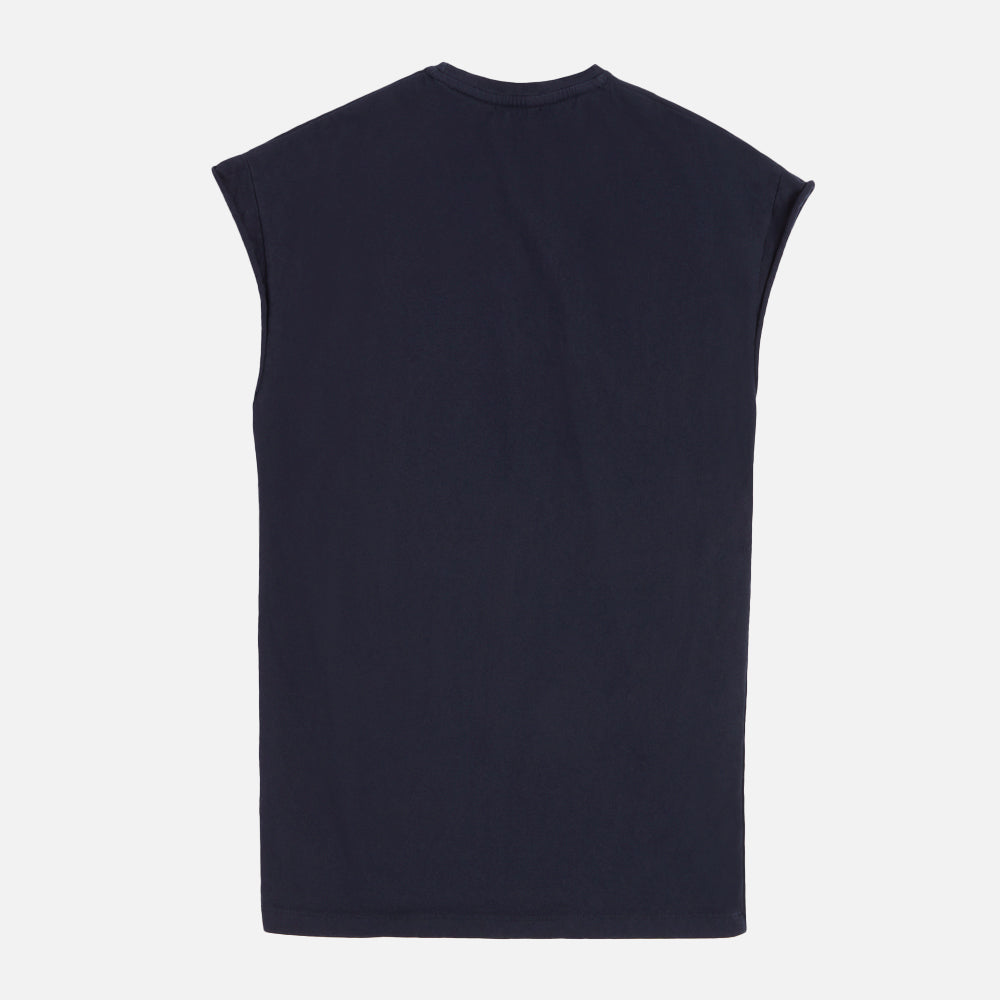 DRY SLEEVELESS T-SHIRTS　BLACK　シャルボン SLEEVELESS_TEE_COMB_NAVY_BACK_
