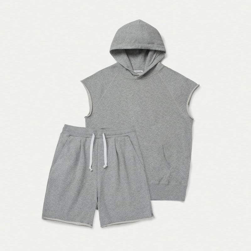 The Bundle // No-Sleeve Hooded & Short // Grey