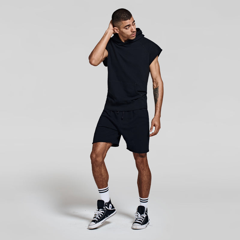 The Bundle // No-Sleeve Hooded & Short // Black